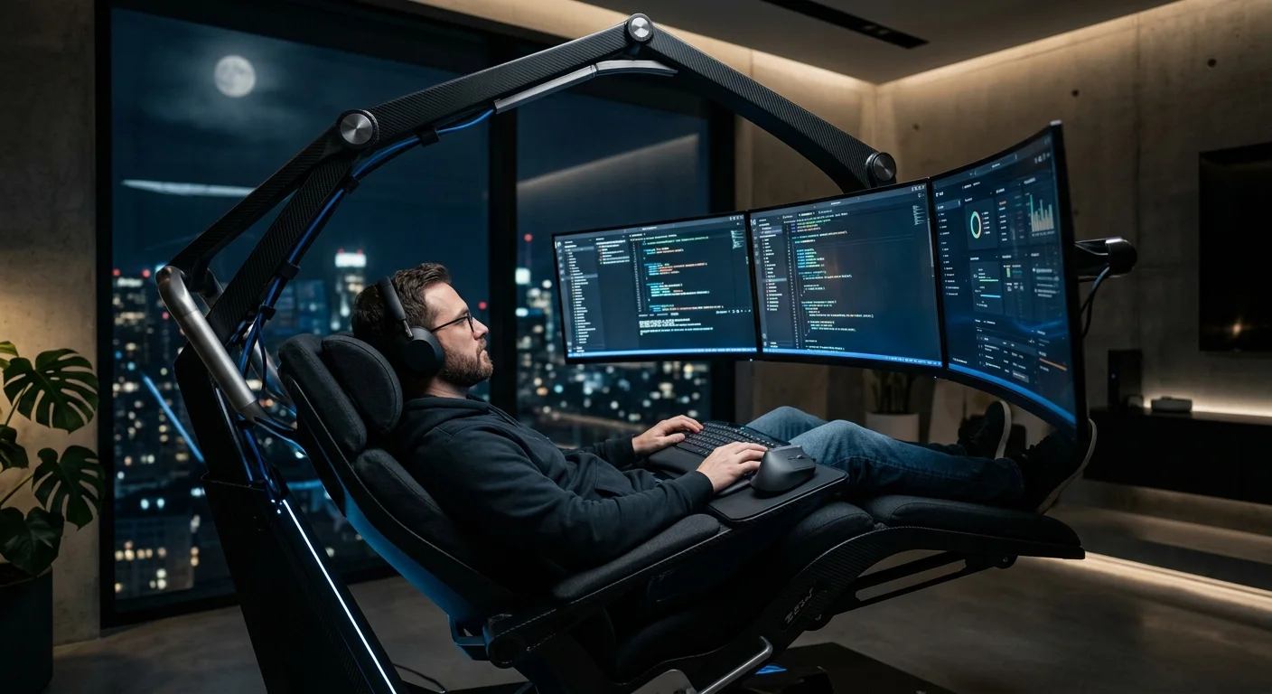 Estação de trabalho permite que você trabalhe deitado